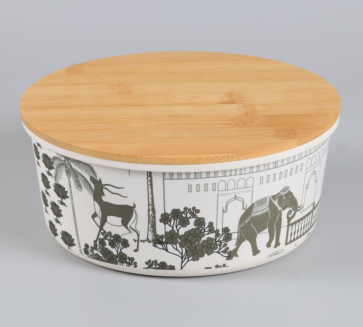 India Circus by Krsnaa Mehta Monochrome Palatial Courtyard Bamboo Container Set of 4