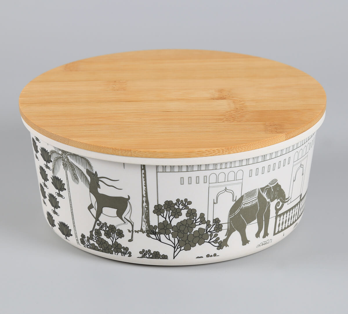 India Circus by Krsnaa Mehta Monochrome Palatial Courtyard Bamboo Container Set of 4