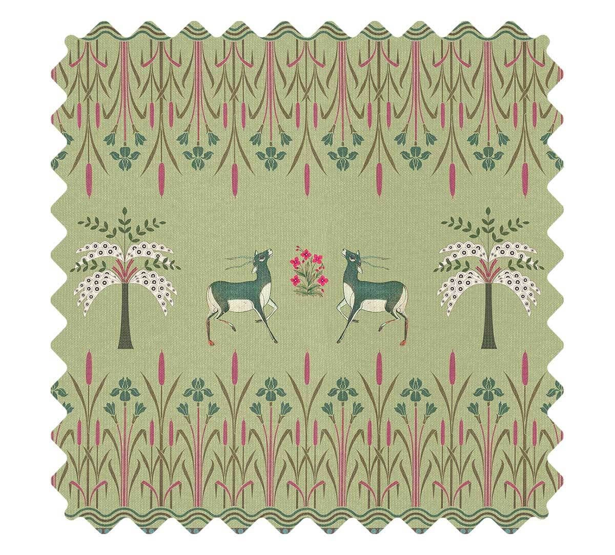 India Circus by Krsnaa Mehta Moss Mirroring Deer Garden Fabric