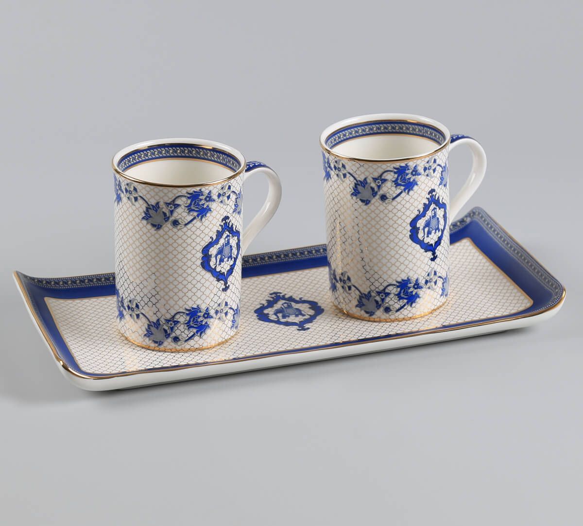 India Circus by Krsnaa Mehta Oceanic Opulence Coffee Mugs and Platter Set