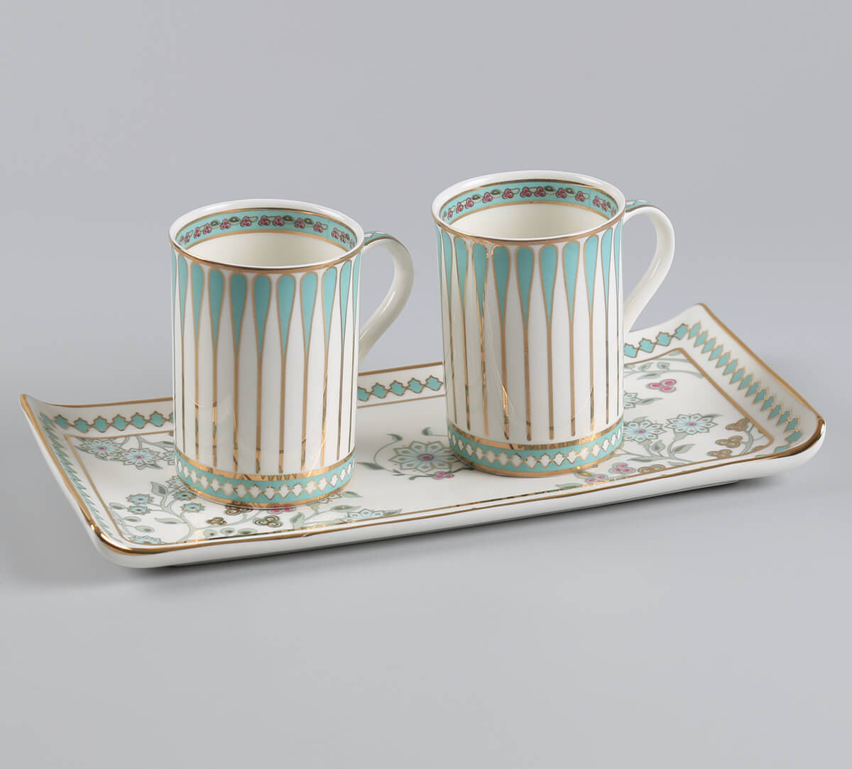 India Circus by Krsnaa Mehta Olive Oasis Coffee Mugs and Platter Set