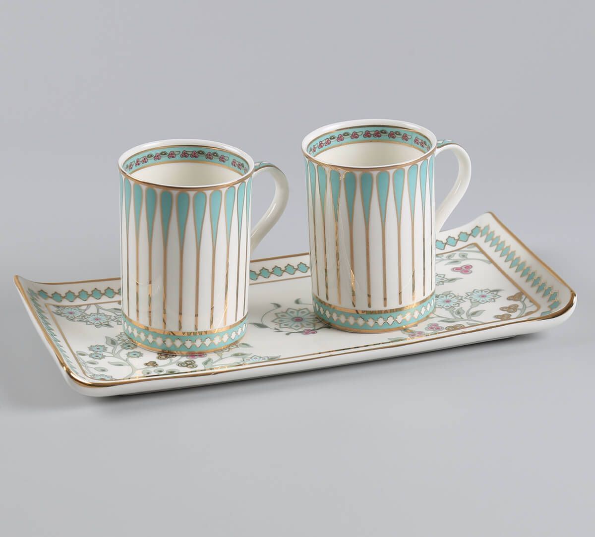 India Circus by Krsnaa Mehta Olive Oasis Coffee Mugs and Platter Set