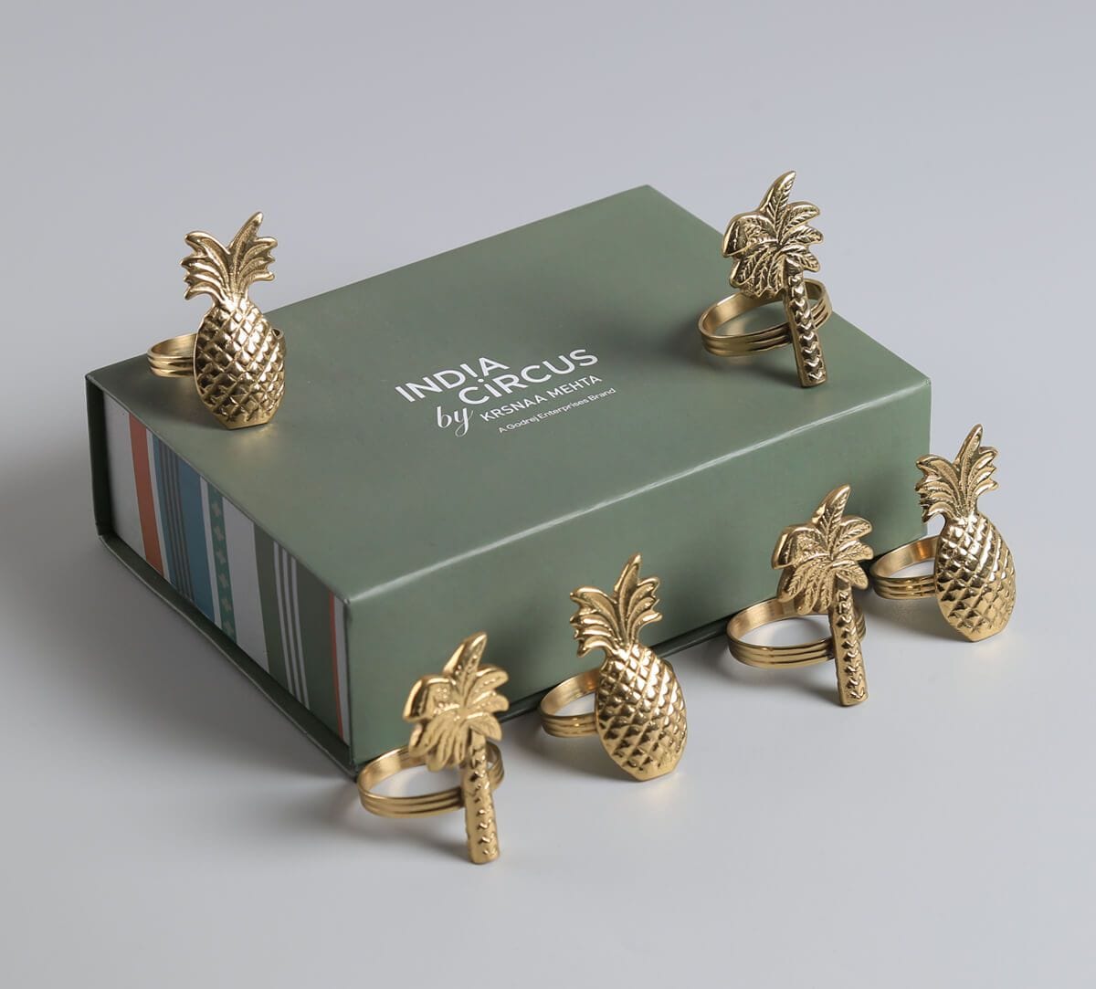 India Circus by Krsnaa Mehta Palms & Pines Napkin Ring Set