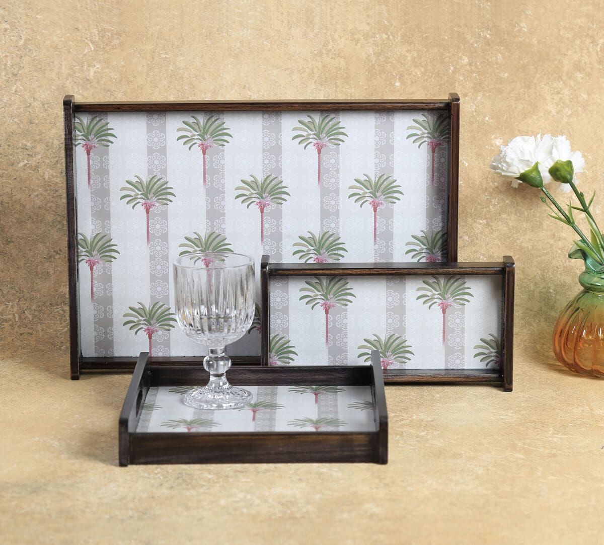 India Circus by Krsnaa Mehta Palms of Chanderi Trays Set of 3