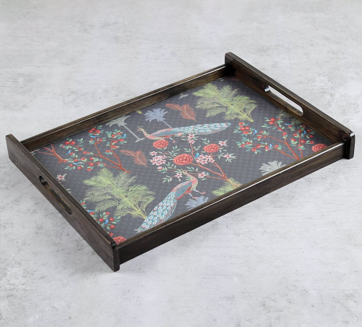 India Circus by Krsnaa Mehta Peacock Garden Trays Set of 3