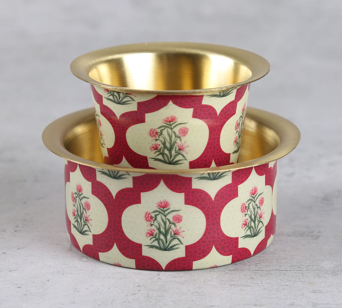 India Circus by Krsnaa Mehta Poppy Flower Scarlet Brass coffee Tumbler Set of 2