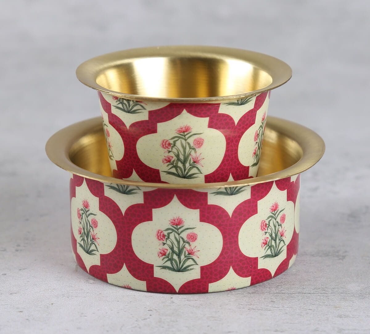 India Circus by Krsnaa Mehta Poppy Flower Scarlet Brass coffee Tumbler Set of 2