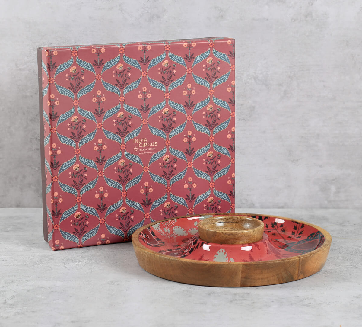 India Circus by Krsnaa Mehta Raceme Rosettes Round Platter with Dip Bowl