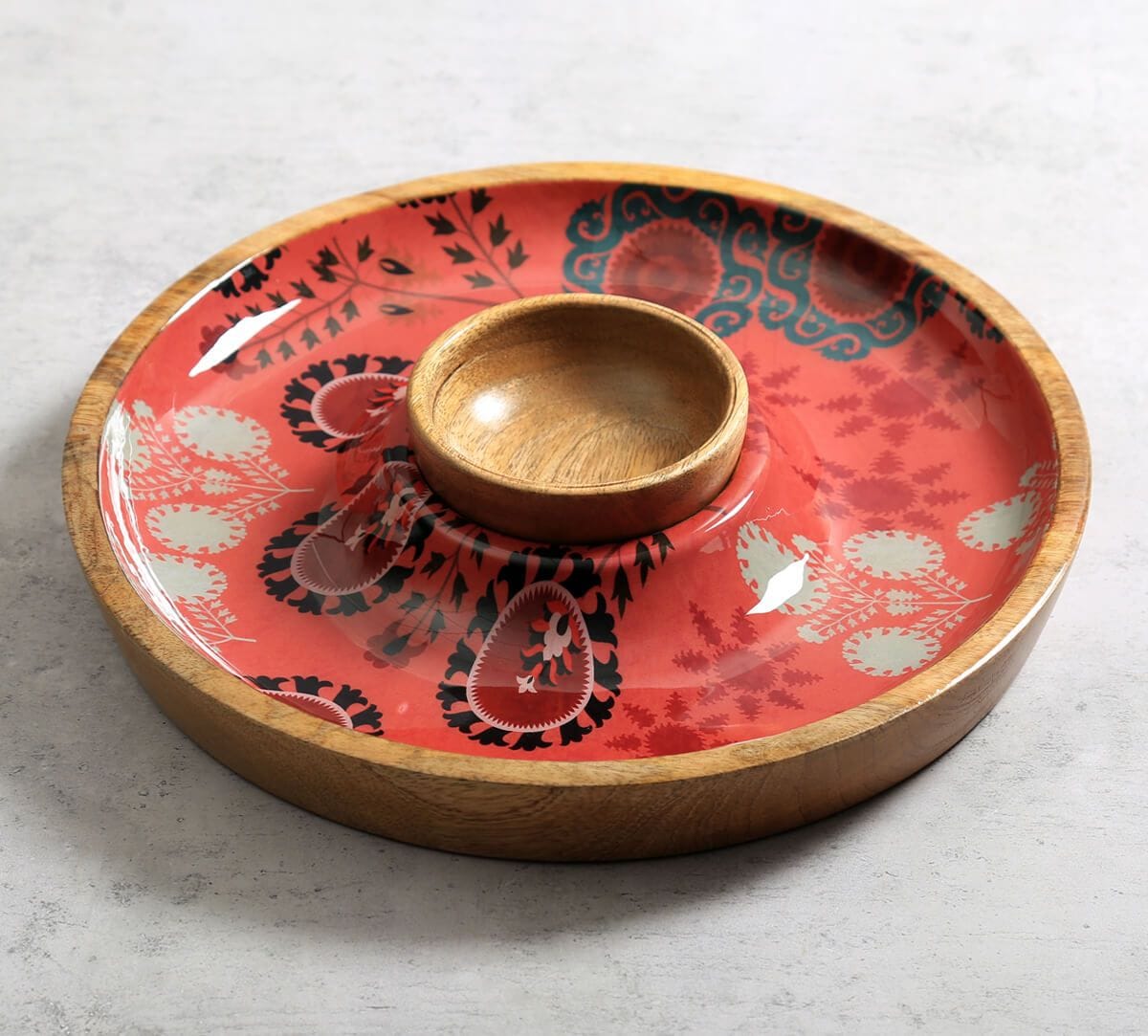 India Circus by Krsnaa Mehta Raceme Rosettes Round Platter with Dip Bowl