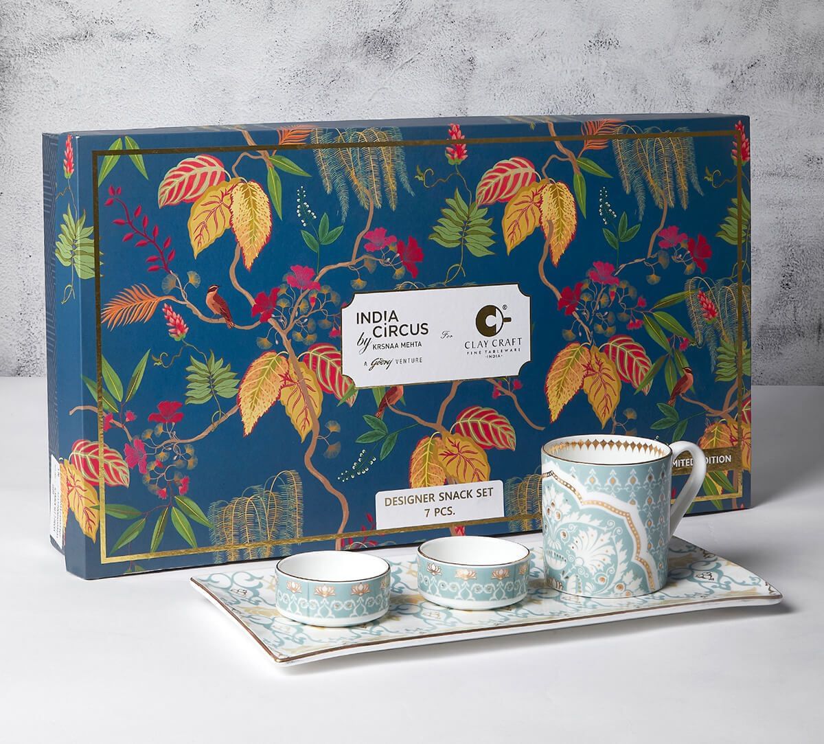 India Circus by Krsnaa Mehta Regal Romance Snack Platter and Coffee Mug Set