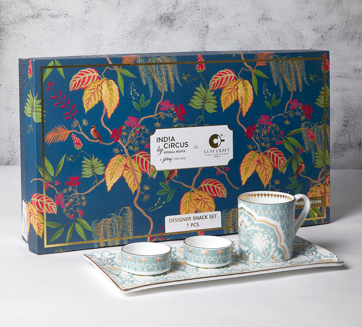 India Circus by Krsnaa Mehta Regal Romance Snack Platter and Coffee Mug Set