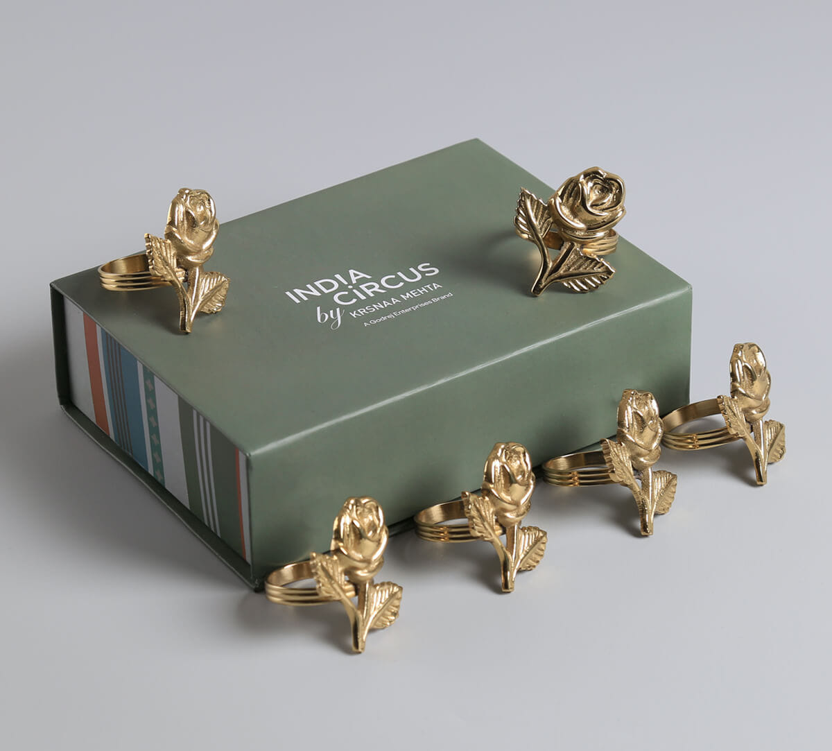 India Circus by Krsnaa Mehta Rosebuds Napkin Ring Set