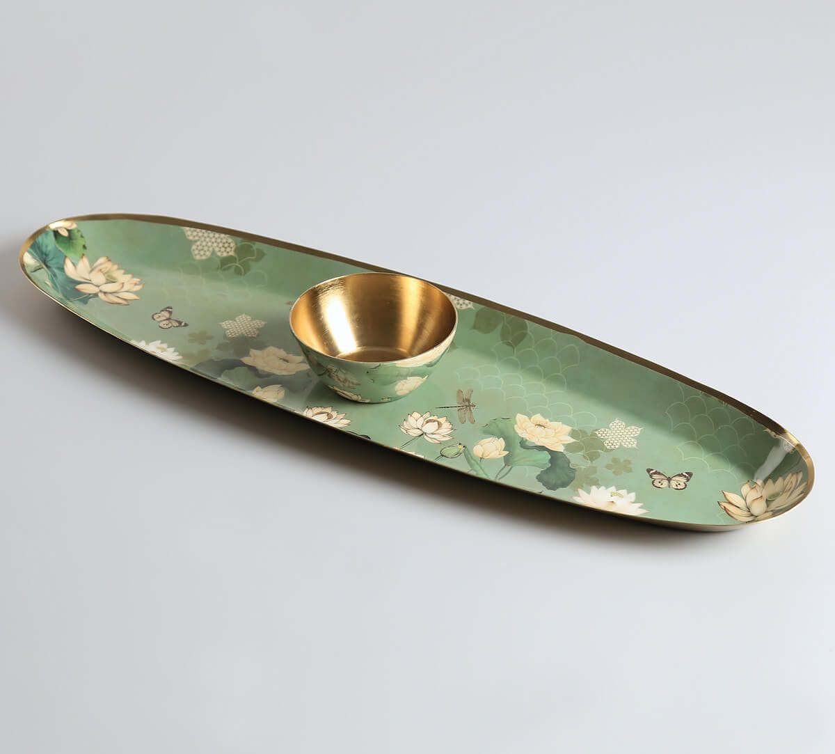 India Circus by Krsnaa Mehta Sage Serenity Platter with Dip Bowl