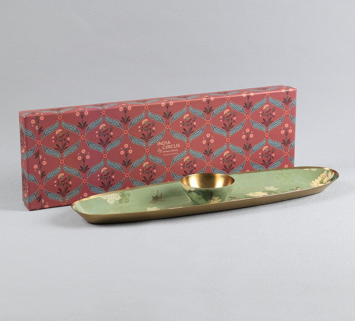 India Circus by Krsnaa Mehta Sage Serenity Platter with Dip Bowl