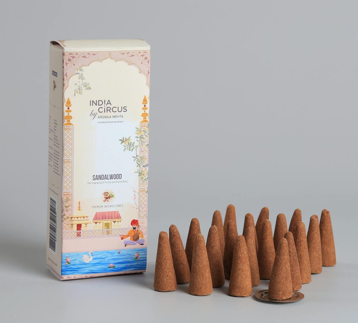 India Circus by Krsnaa Mehta Sandalwood Incense Cone Set of 20 Cone