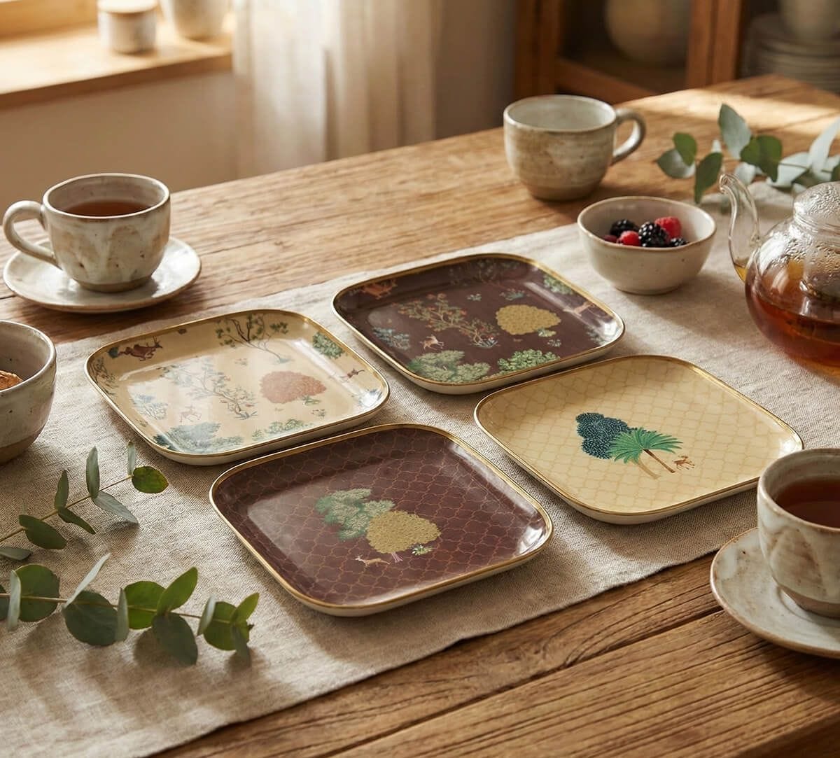 India Circus by Krsnaa Mehta Shifting Landscapes Square Platter Set