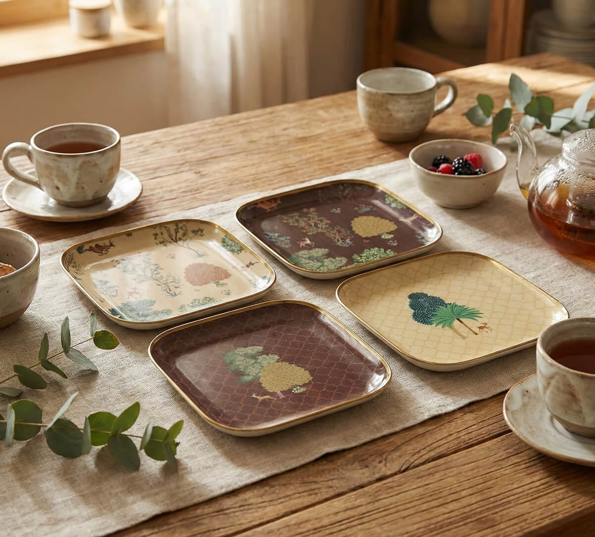 India Circus by Krsnaa Mehta Shifting Landscapes Square Platter Set