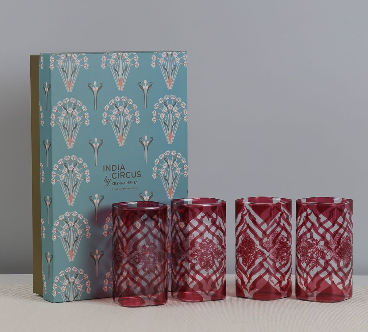 India Circus by Krsnaa Mehta The Morning Glory Glass Tumbler Set of 4