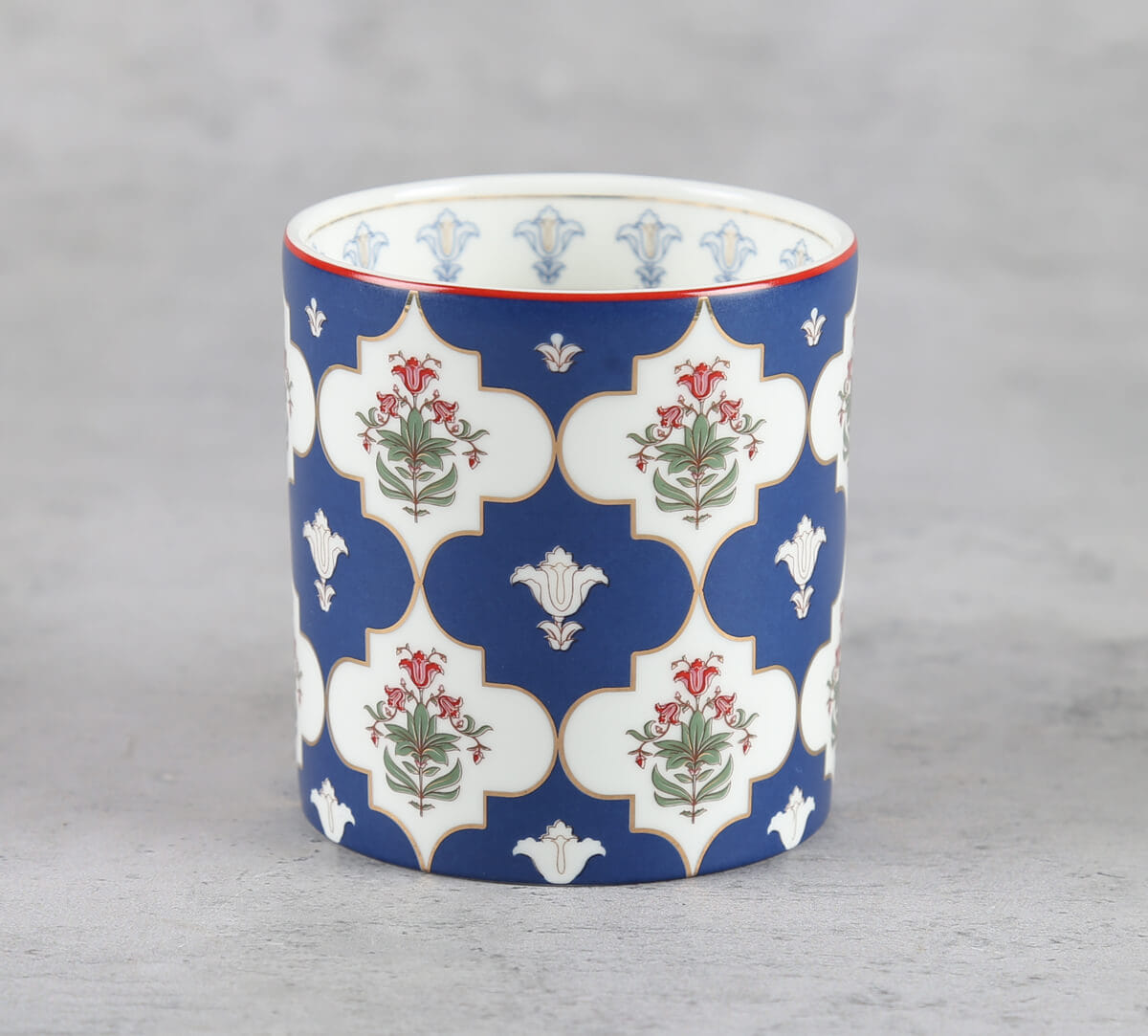 India Circus by Krsnaa Mehta Blue Lattice Treasures Mug Set of 6