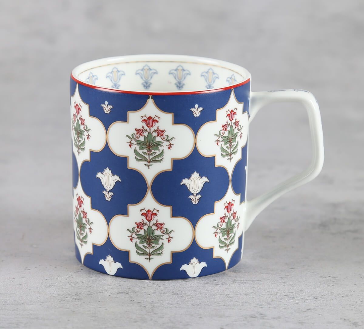 India Circus by Krsnaa Mehta Blue Lattice Treasures Mug Set of 6