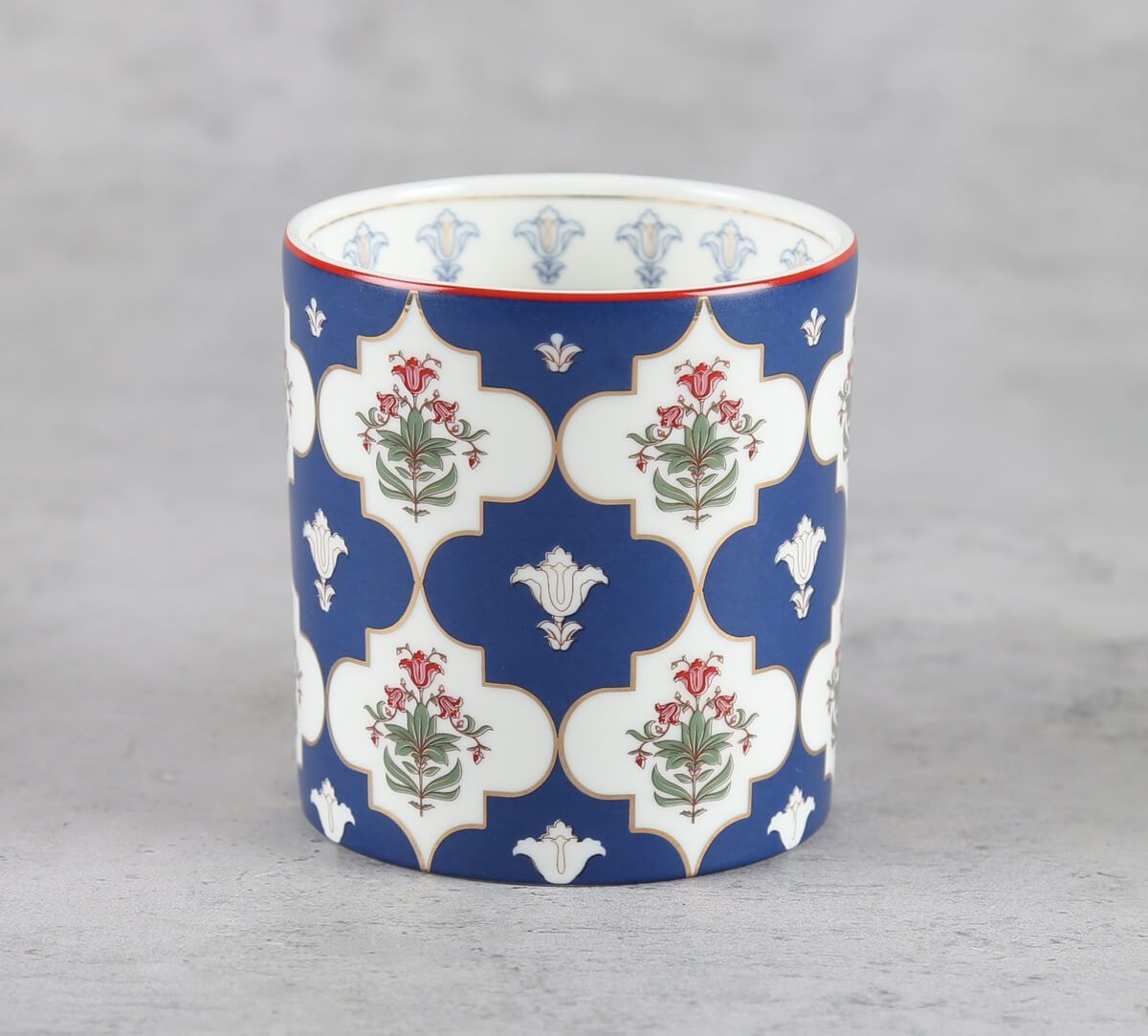 India Circus by Krsnaa Mehta Blue Lattice Treasures Mug Set of 6