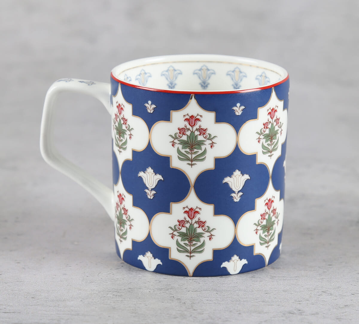 India Circus by Krsnaa Mehta Blue Lattice Treasures Mug Set of 6