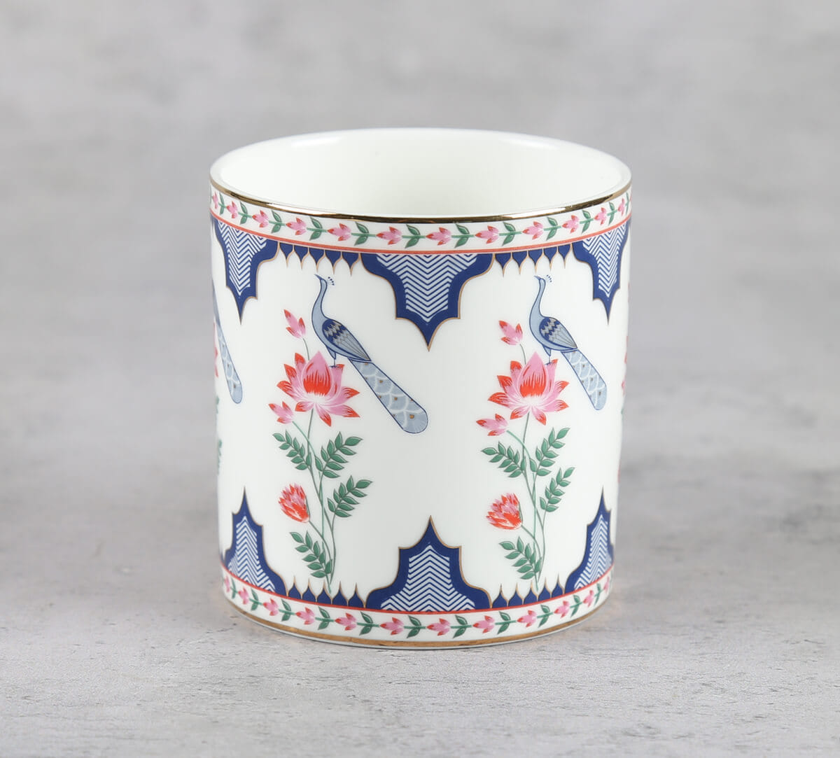 India Circus by Krsnaa Mehta Chevron Perching Peacock Mug Set of 6