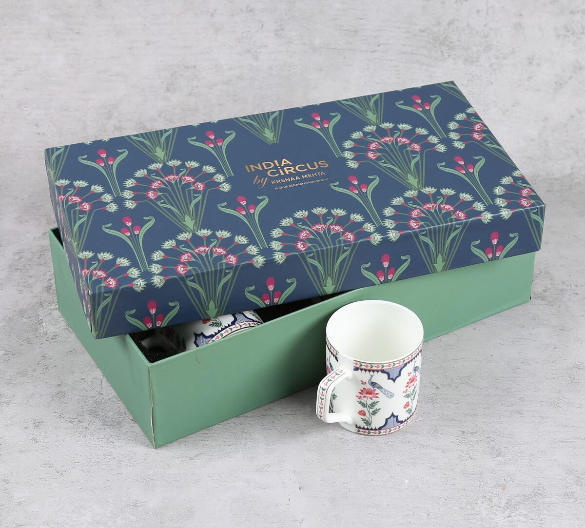 India Circus by Krsnaa Mehta Chevron Perching Peacock Mug Set of 6