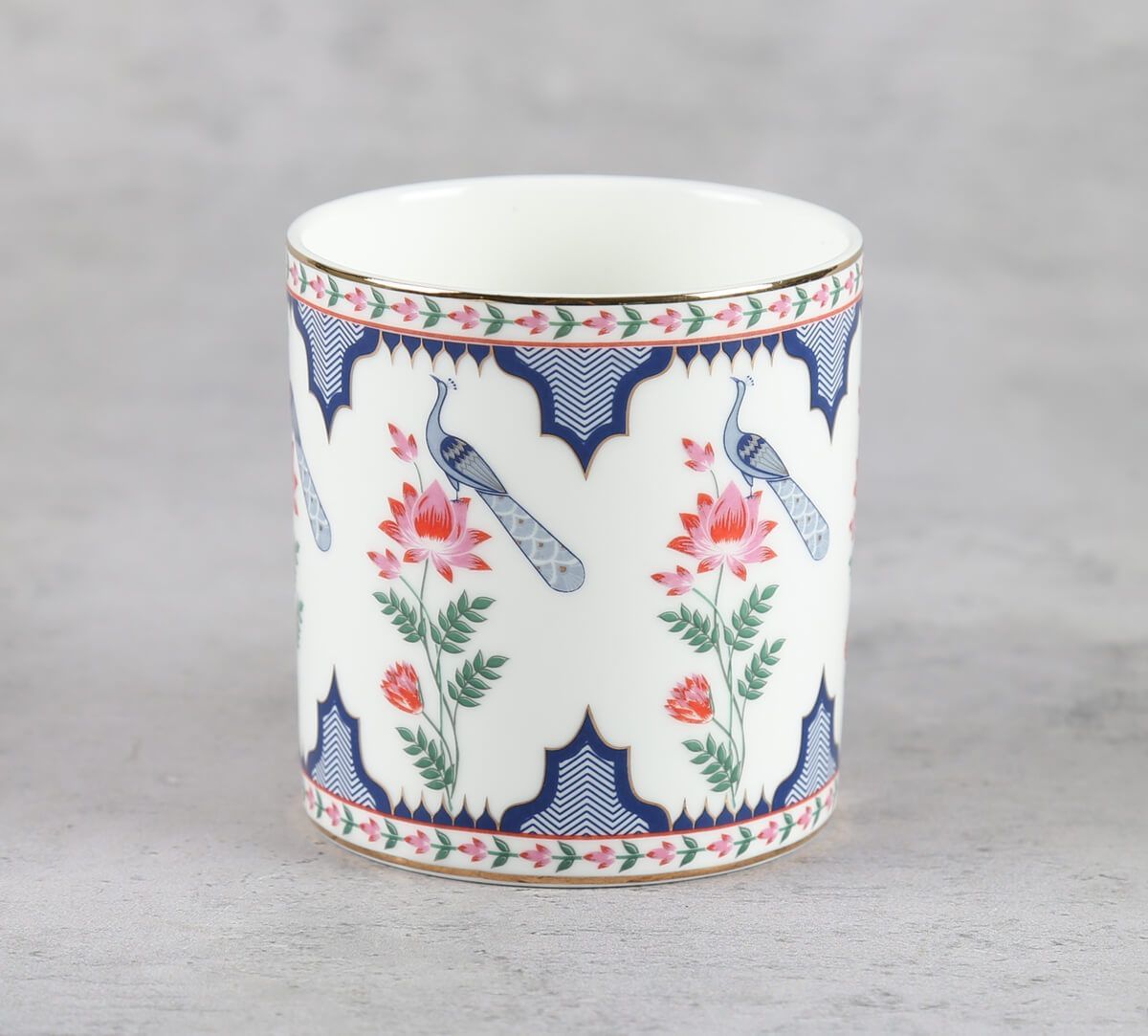 India Circus by Krsnaa Mehta Chevron Perching Peacock Mug Set of 6