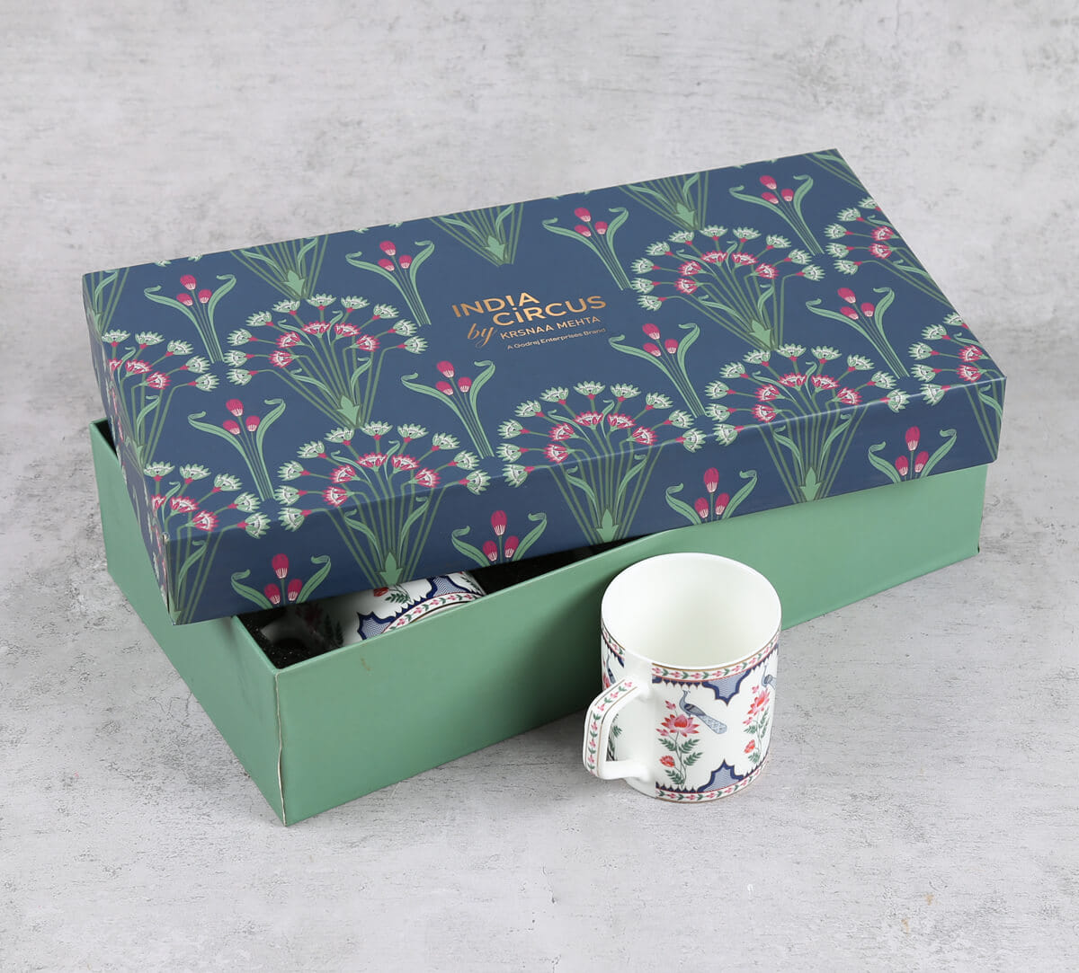 India Circus by Krsnaa Mehta Chevron Perching Peacock Mug Set of 6