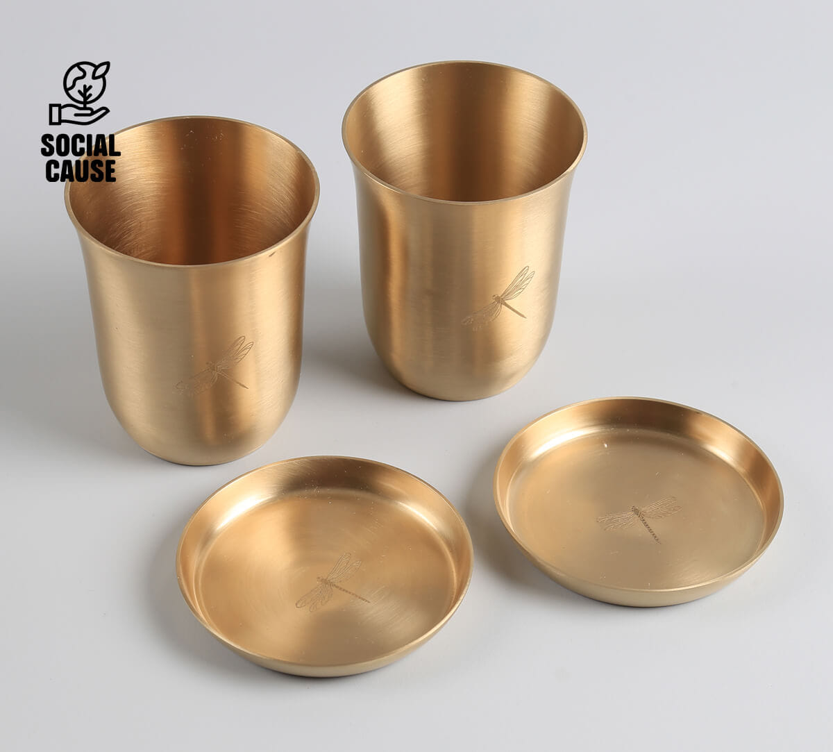 NGCPR Collection - Dragonfly Monochrome Kansa Coasters and Tumblers Set