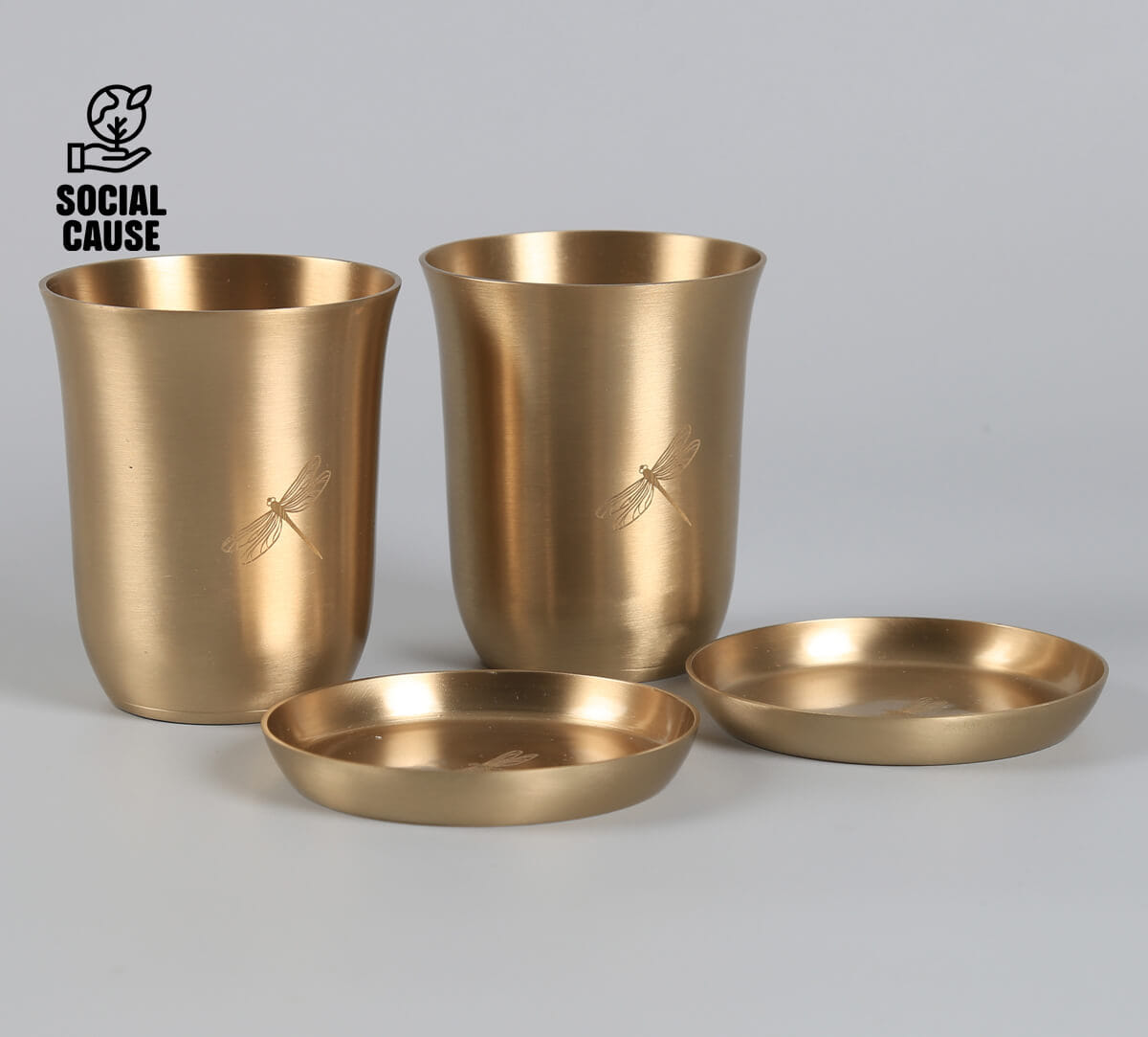 NGCPR Collection - Dragonfly Monochrome Kansa Coasters and Tumblers Set