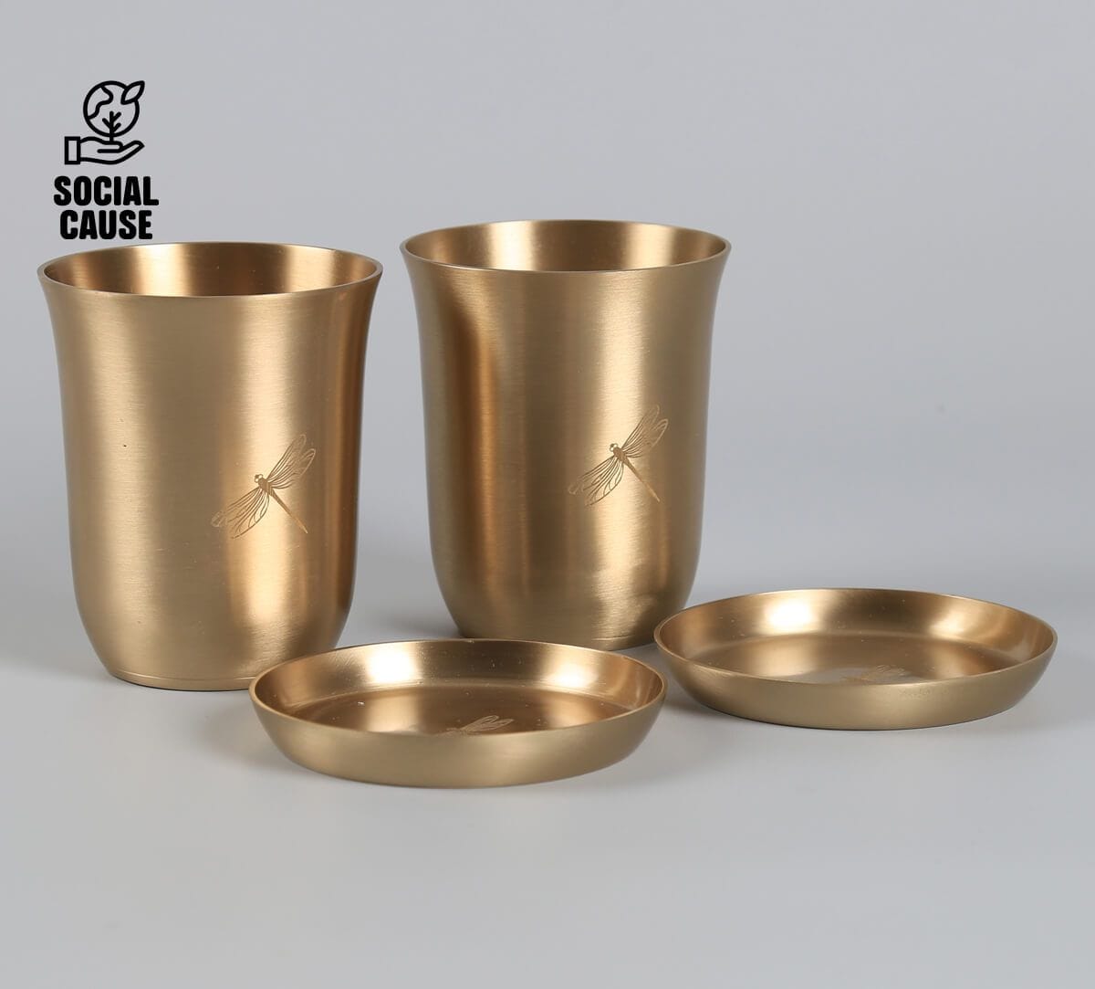 NGCPR Collection - Dragonfly Monochrome Kansa Coasters and Tumblers Set