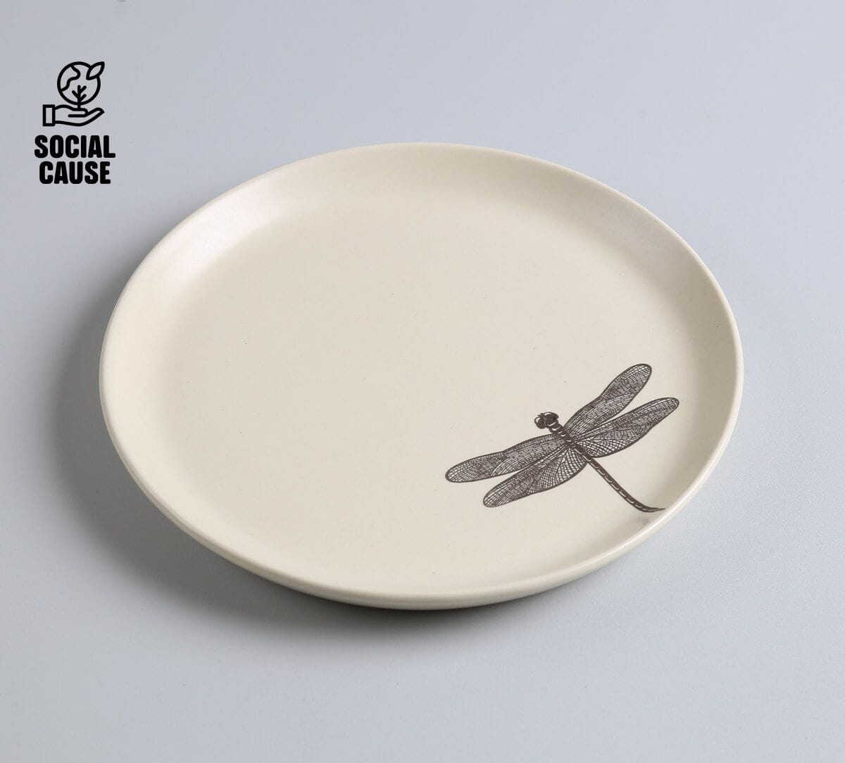 NGCPR Collection - Dragonfly Monochrome Stoneware Snack Plate