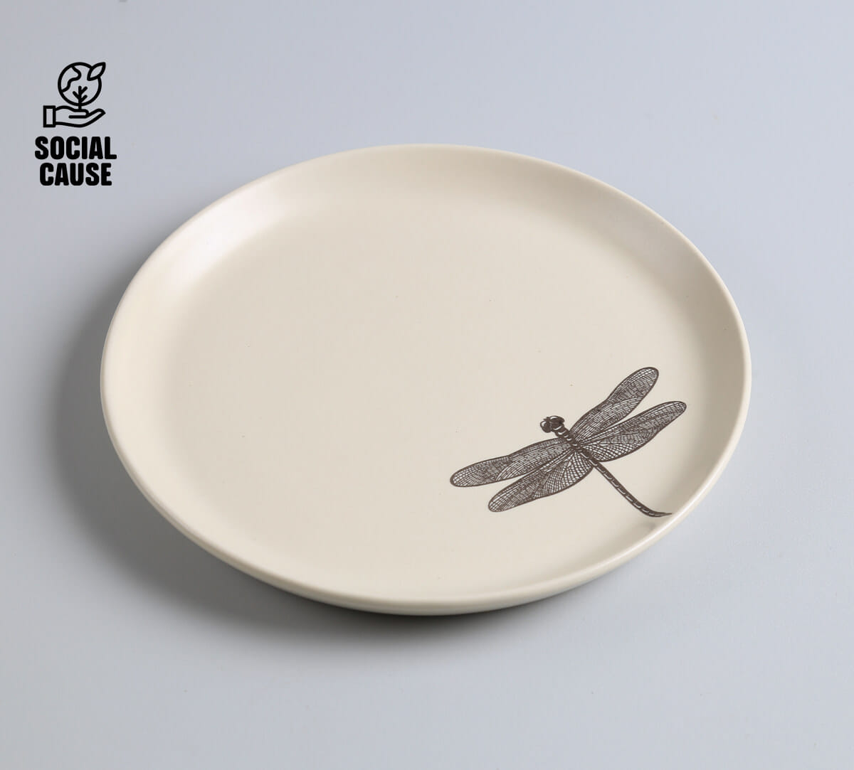 NGCPR Collection - Dragonfly Monochrome Stoneware Snack Plate