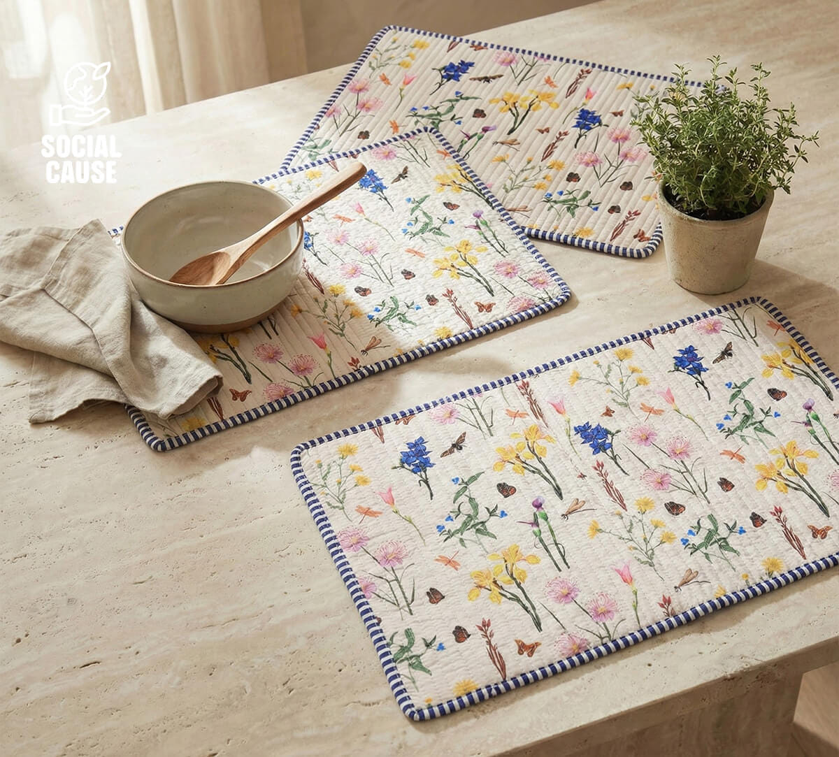 NGCPR Collection - Floral Play Quilted Table Mats Set of 6