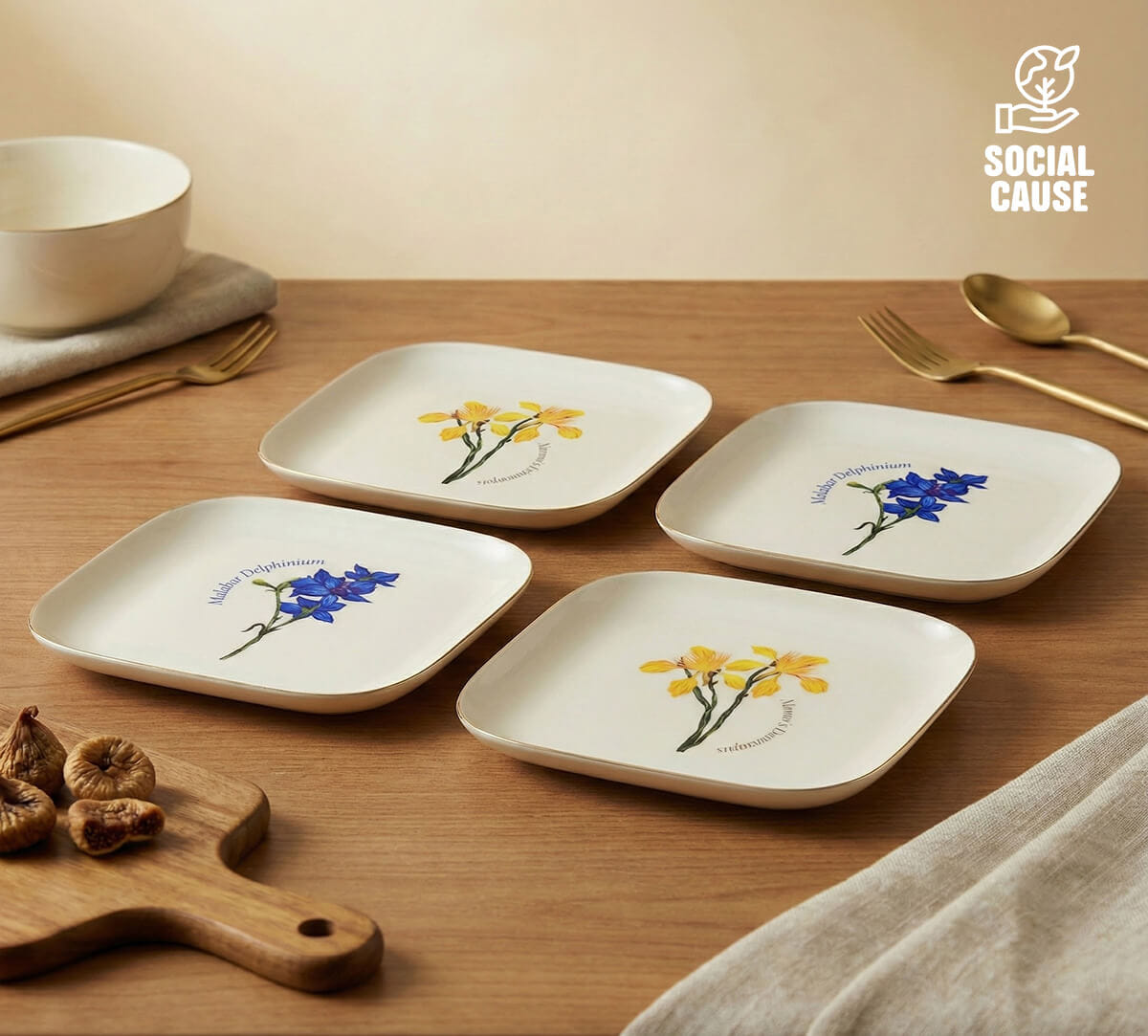NGCPR Collection - Mallow Delphinium Square Platter Set