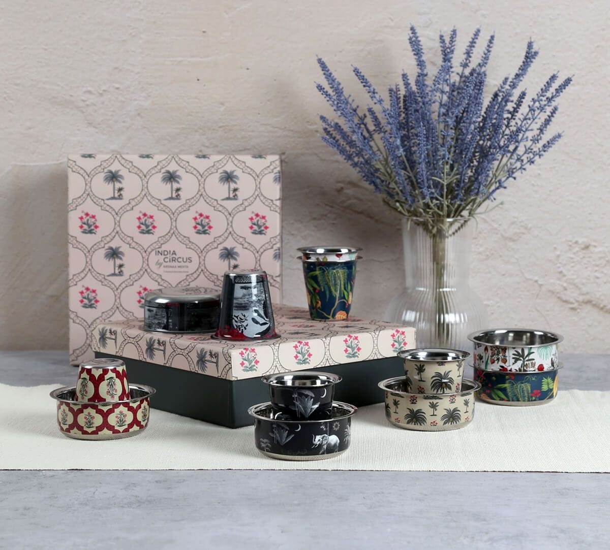 Chevron Palms Steel Coffee Tumbler Set of 4