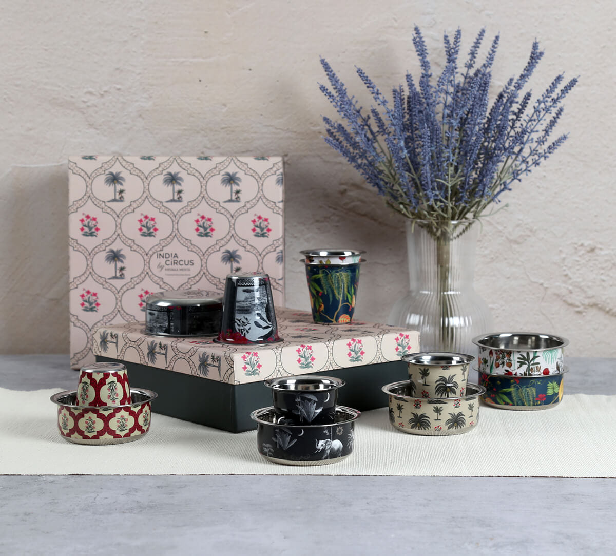 Chevron Palms Steel Coffee Tumbler Set of 4